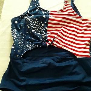 Justice Swim Peek O Boo Tank Plus Size wore once